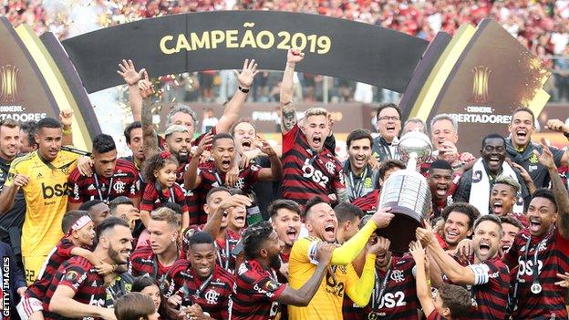 Flamengo celebrate winning the 2019 Copa Libertadores
