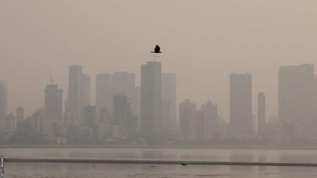 Smog covers skyscrapers in Mumbai