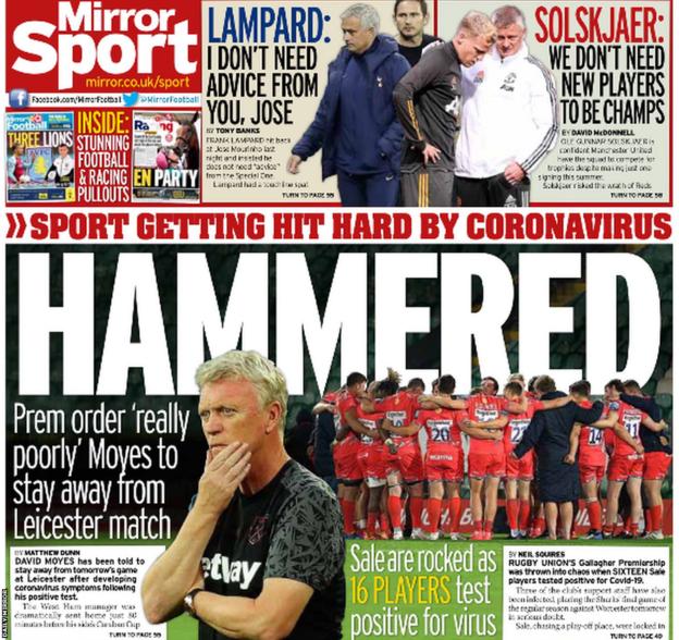 Saturday's back pages BBC Sport