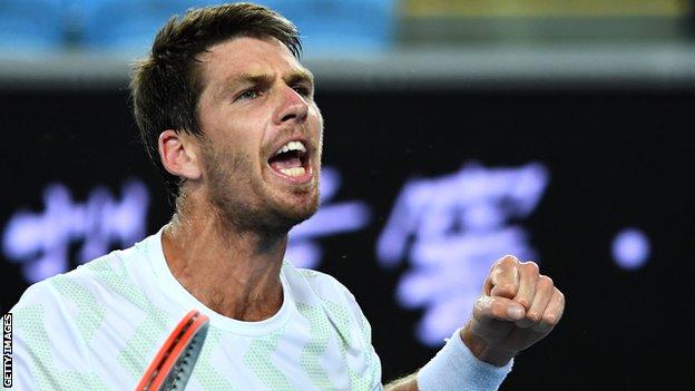 Cameron Norrie celebrates winning his Australian Open second-round match