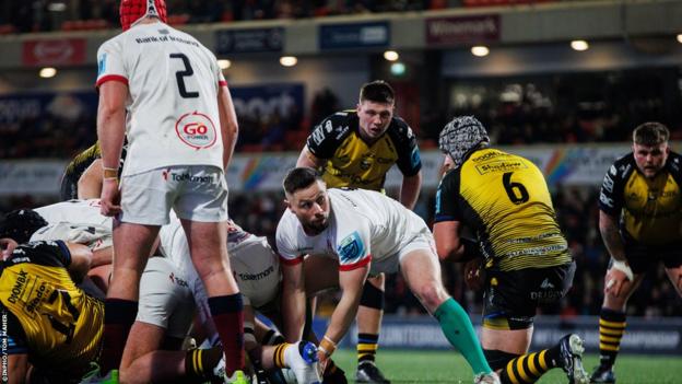 Ulster's John Cooney in action against the Dragons
