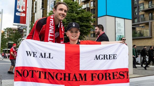 Stuart Broad on Wembley Way ahead of Nottingham Forest's play-off final win in 2022