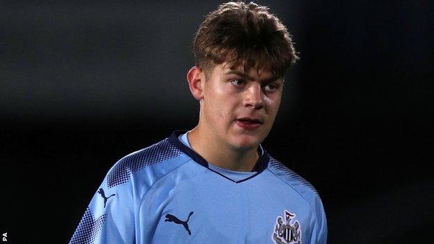 Lewis McNall playing for Newcastle United