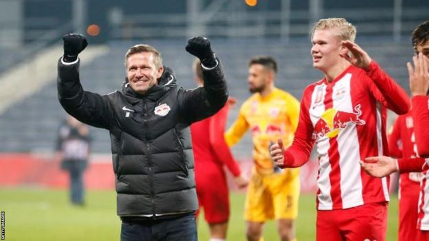 Jesse Marsch and Erling Haaland at Red Bull Salzburg