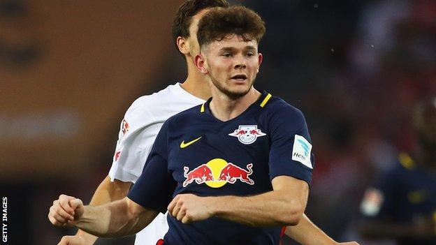 Oliver Burke in action for Leipzig against Koln