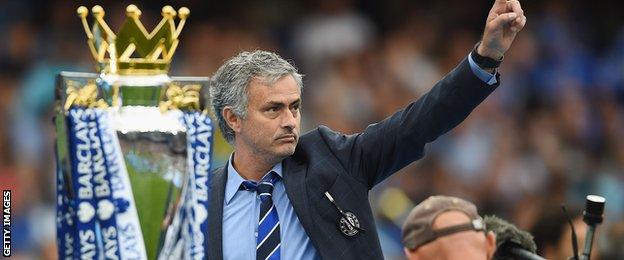 Jose Mourinho winning the Premier League title as Chelsea manager during the 2014-15 season