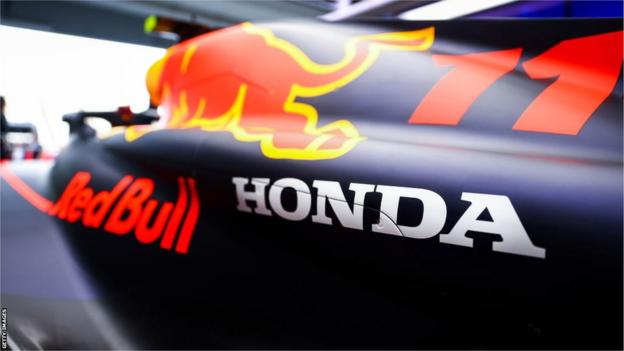 Honda logo on a Red Bull formula 1 car