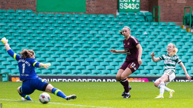 Murphy Agnew scores for Celtic against Hearts at Parkhead.