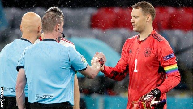 Germany v Hungary: Fans wear rainbow colours at Allianz Arena before Group  F game - BBC Sport