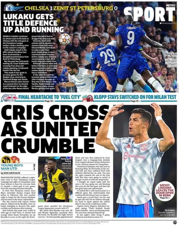 Wednesday's Metro back page