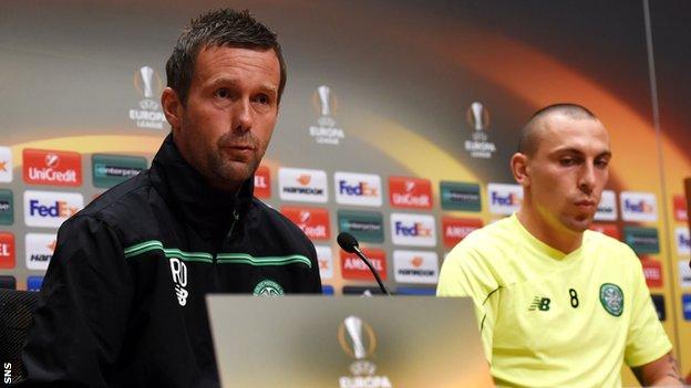 Celtic manager Ronny Deila and captain Scott Brown