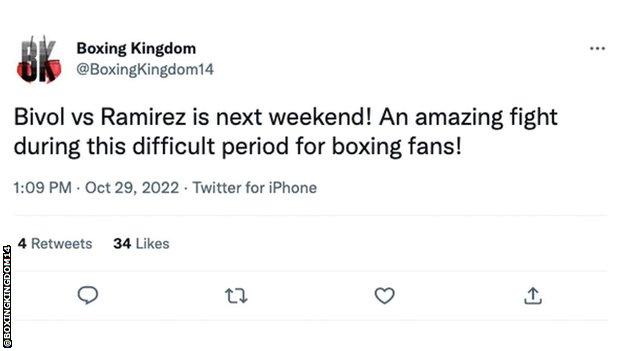 Tweet about Bivol v Ramirez.