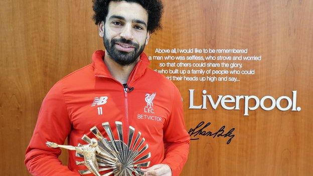 Mohamed Salah with his African Footballer of the Year award