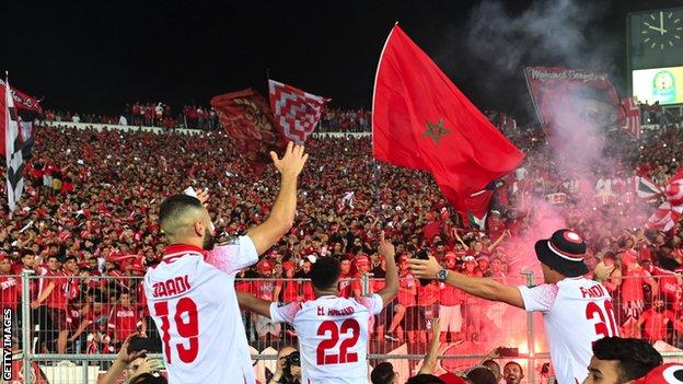 Wydad Casablanca players celebrate winning the African Champions League title