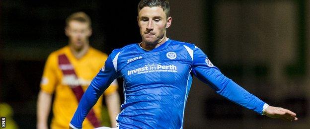 Michael O'Halloran controls the ball for St Johnstone against Motherwell