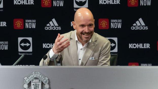 Erik ten Hag speaking at a news conference