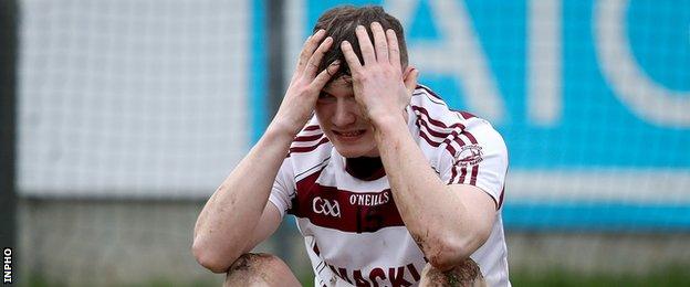 Brian Cassidy shows his disappointment after the final whistle at Parnell Park
