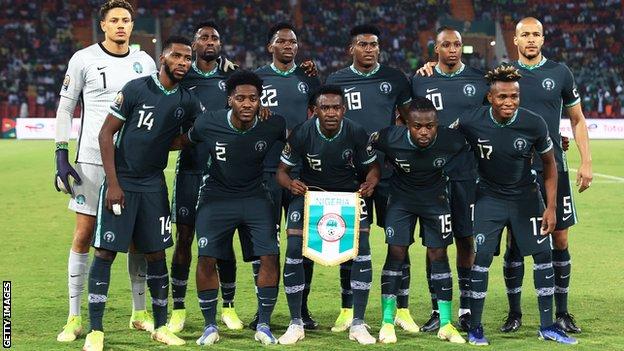 The Nigeria football team ahead of their last 16 match at the 2021 Africa Cup of Nations