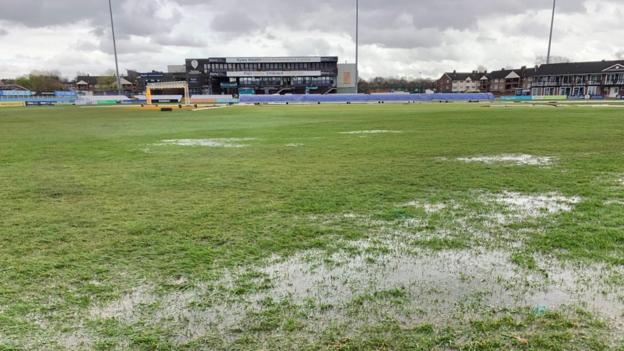The waterlogged field at Derbyshire's ground