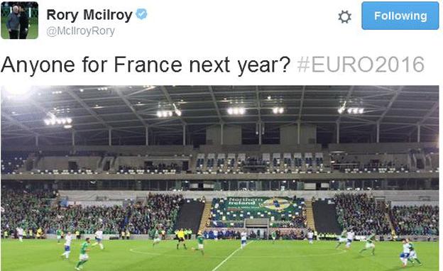 Tweet from golf star Rory McIlroy