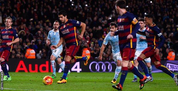 Lionel Messi and Luis Suarez's penalty helped Barcelona beat Celta Vigo