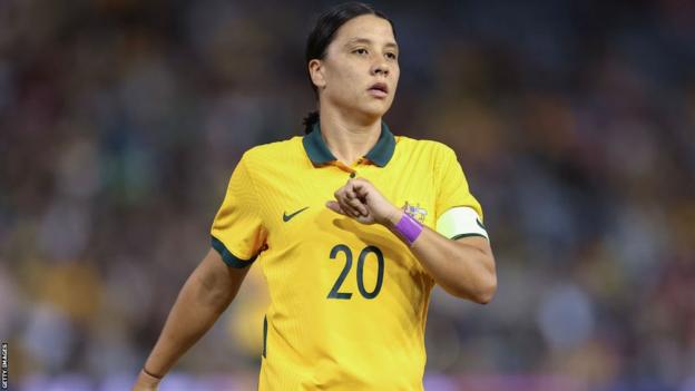 Sam Kerr playing for Australia