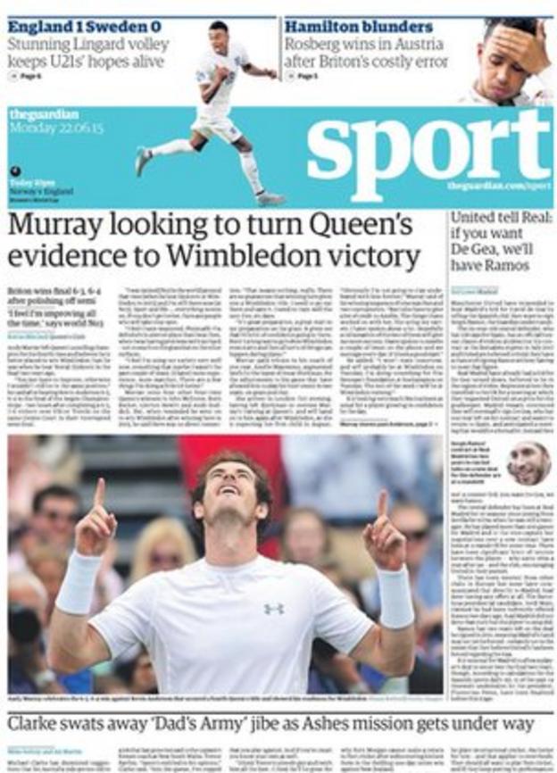 Monday's Guardian Sport front page