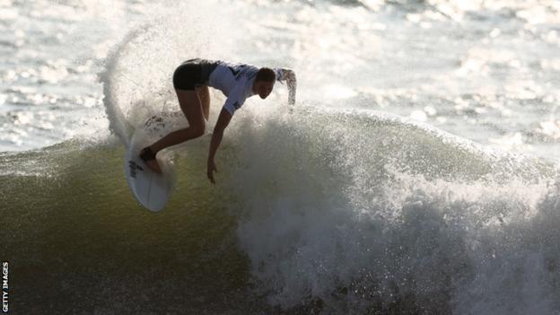South African surfer Bianca Buitendag in action at the Tokyo Olympics