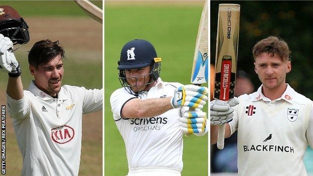 Rory Burns, Ian Bell and Joe Clarke