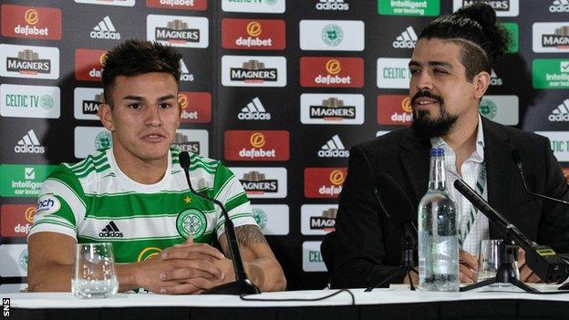 Celtic signing Alexandro Bernabei (left)