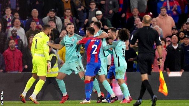 Players from both sides clashed at the final whistle