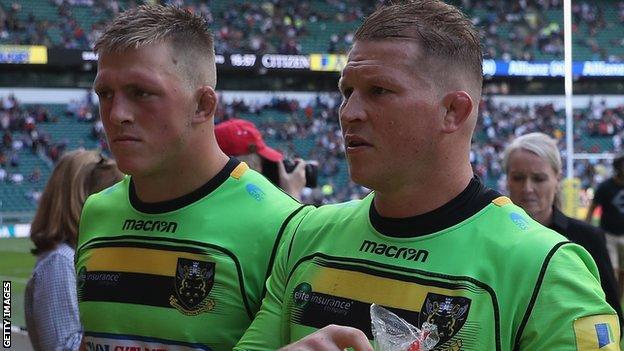 Alex Waller and Dylan Hartley playing for Northampton
