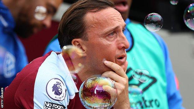 An emotional Mark Noble takes in the reception from Hammers fans