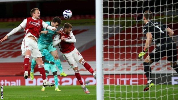 Diogo Jota scores for Liverpool against Arsenal