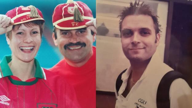 Dick with his daughter Tara, winning her first cap for Wales, and his son Nick, who's a professional golfer