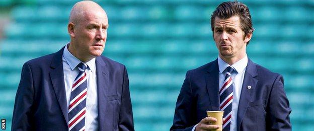Rangers manager Mark Warburton and midfielder Joey Barton