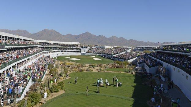The 16th hole at TPC Scottsdale