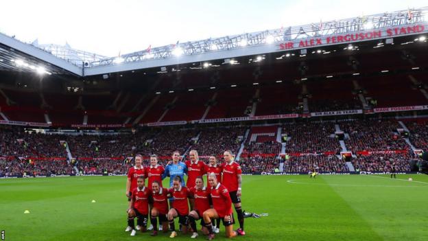 Manchester United Women at Old Trafford in April 2023