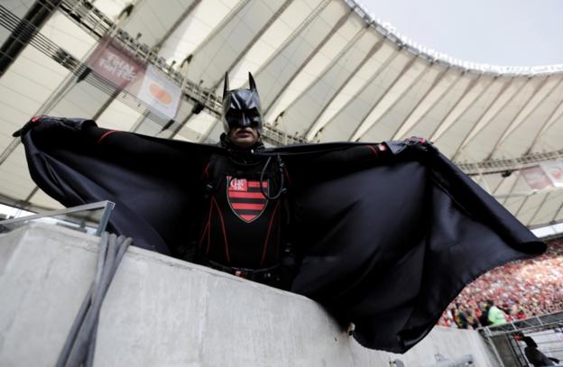 Flamengo fan dressed as Batman