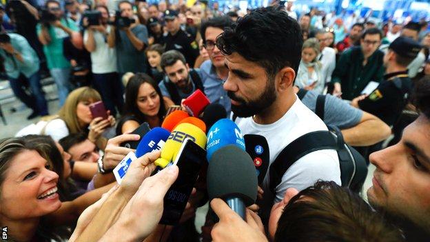 There was a heavy media presence when Diego Costa arrived in Madrid