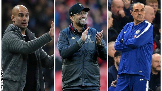 Pep Guardiola, Jurgen Klopp and Maurizio Sarri.