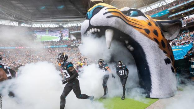 Jacksonville Jaguars players run out at Wembley