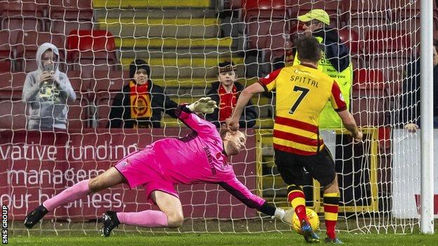 Mark Ridgers kept out a penalty from Blair Spittal as Inverness held on to win at Firhill