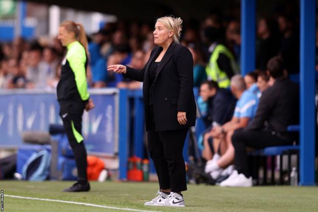 Emma Hayes on the touchline of a Chelsea game