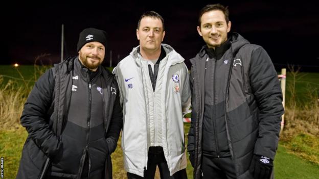 Neil Bath (centre) with former Chelsea manager and player Frank Lampard (right)