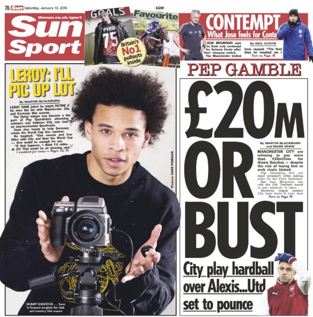 The Sun back page on Saturday