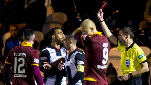 Ryan Flynn was shown a straight red for St Mirren on a miserable side for Oran Kearney's side