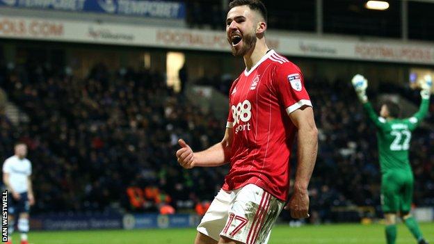 Ben Brereton celebrates his goal against Preston