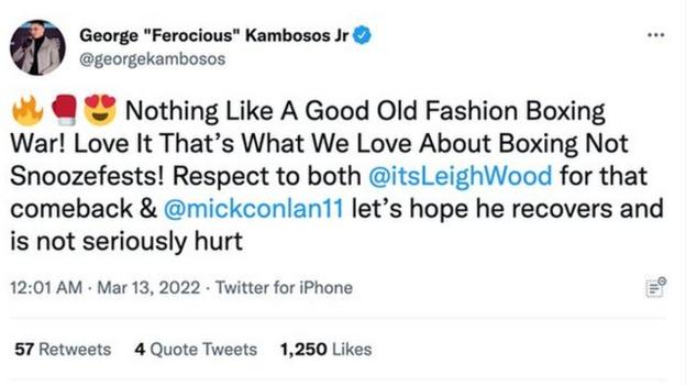 George Kambosos tweets about the fight