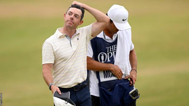 Rory McIlroy with his caddie Harry Diamond at The Open